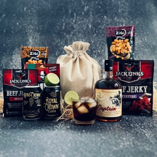 Dárkový BOXík pytel s Captain Gold Spiced 35% 0,7 l